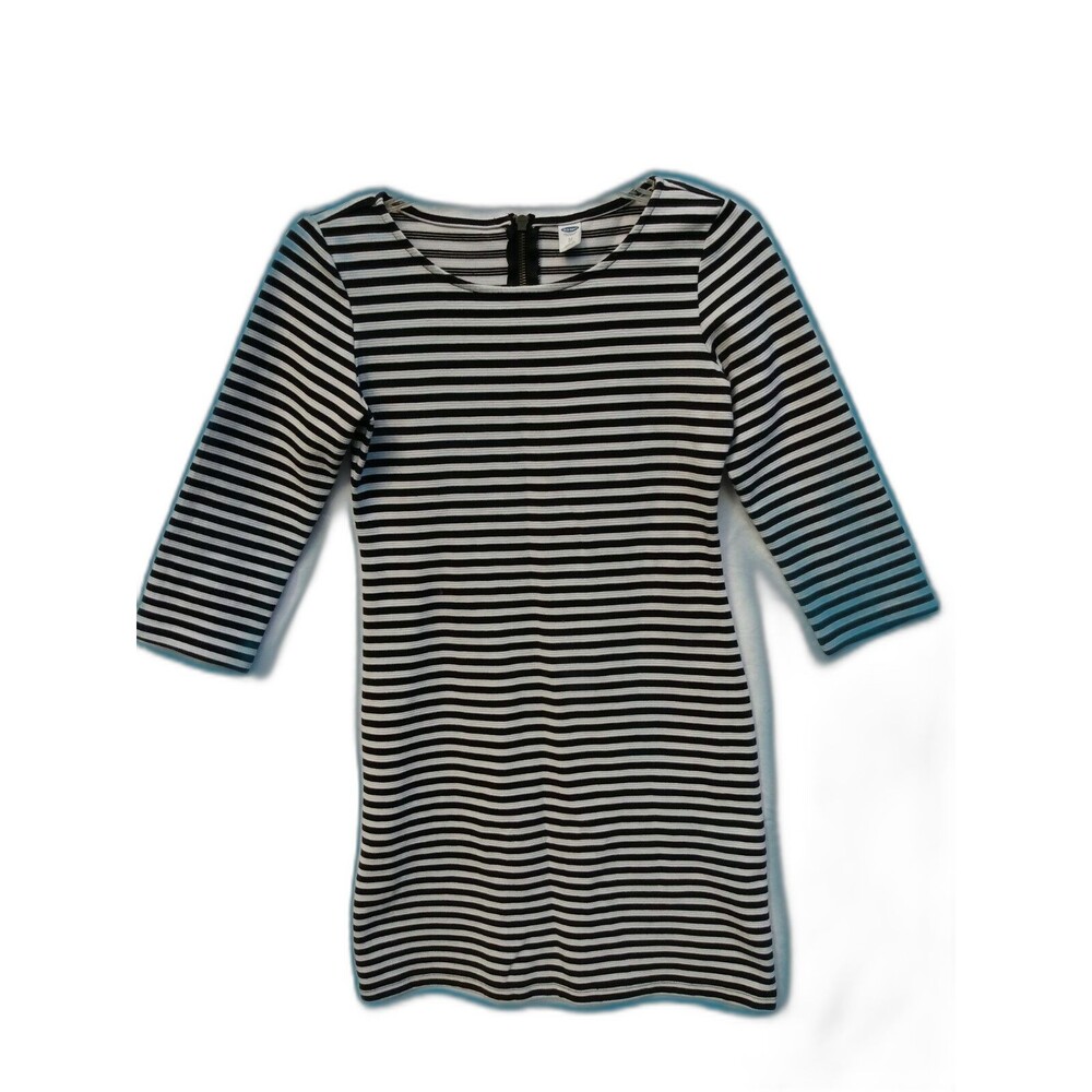 Old Navy Women  Dress Black/White Stripe Stretch Zipper Size XS Bodycon